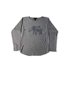 Rachel Zoe Women's Gray Rhinestone Elephant Cashmere Blend Sweater Size Medium